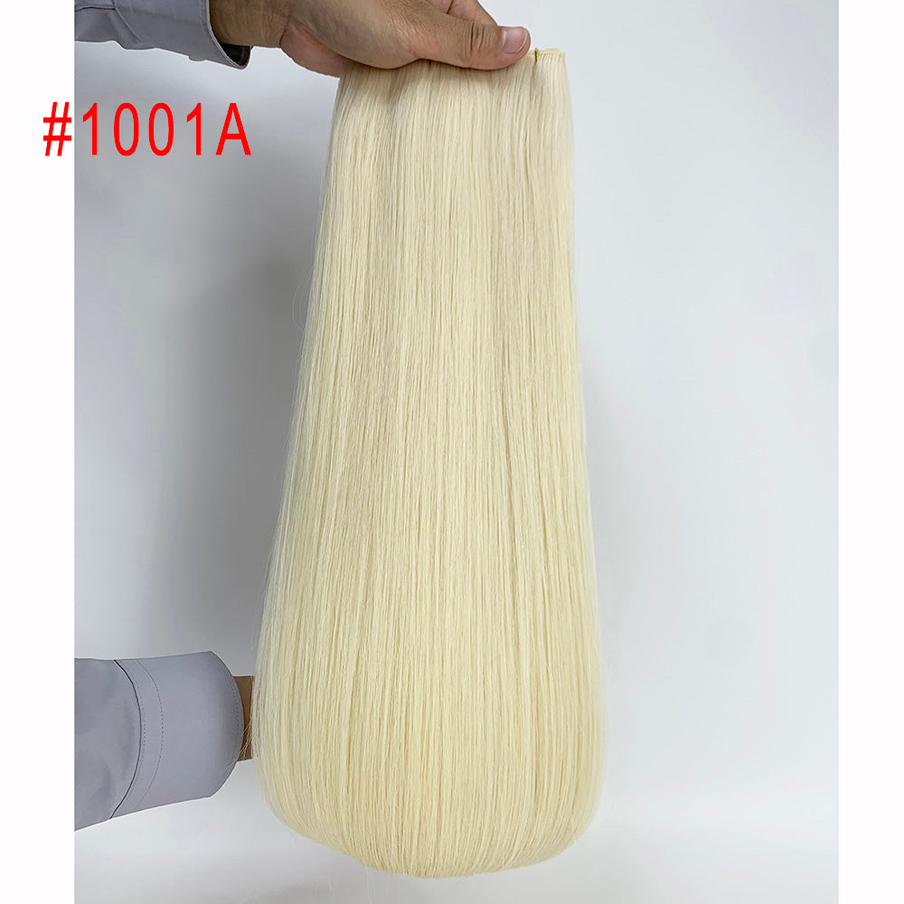 Lightest blonde Virgin Human Hair Invisible Genius Sew In Weft Extensions