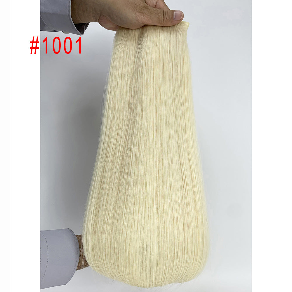 White blonde Virgin Human Hair Invisible Genius Sew In Weft Extensions