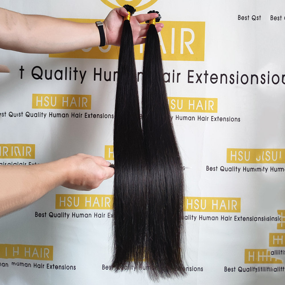 Remy Hair Natural Black Keratin Flat Tip Extensions