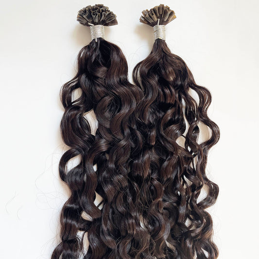 Natural Curly Virgin Human Hair Keratin U Tip Extensions