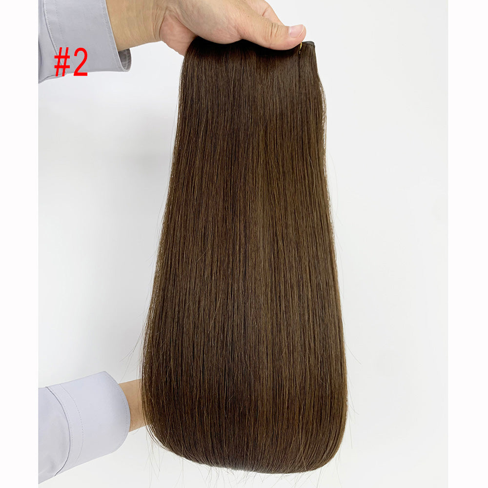 Dark brown Virgin Human Hair Invisible Genius Sew In Weft Extensions