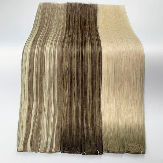Blonde Hair with Highlights Invisible Genius Weft Extensions