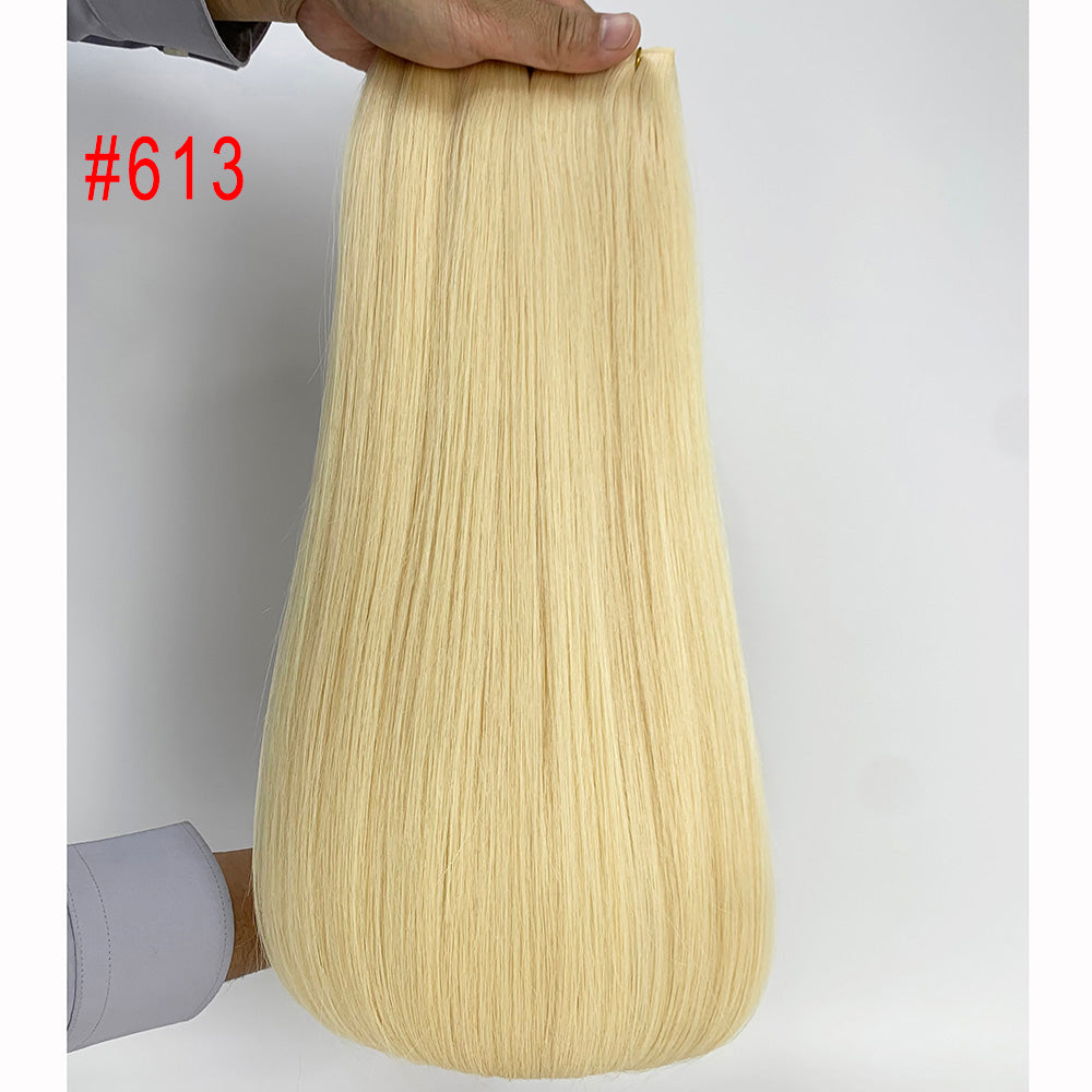 Bleached blonde Virgin Human Hair Invisible Genius Sew In Weft Extensions