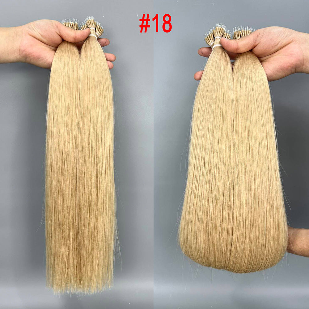 Ash blonde Virgin Human Hair Nano Ring Tip Hair Extensions