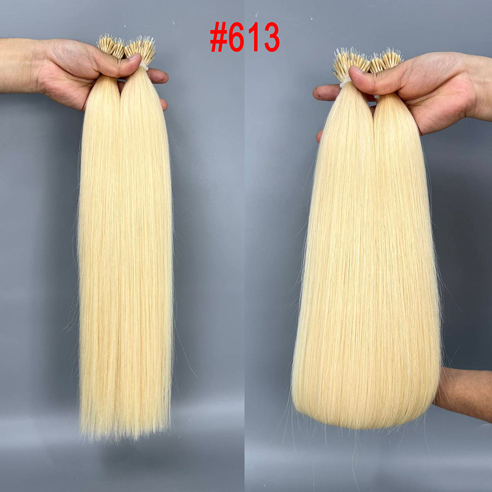 Bleached blonde Virgin Human Hair Nano Ring Tip Hair Extensions
