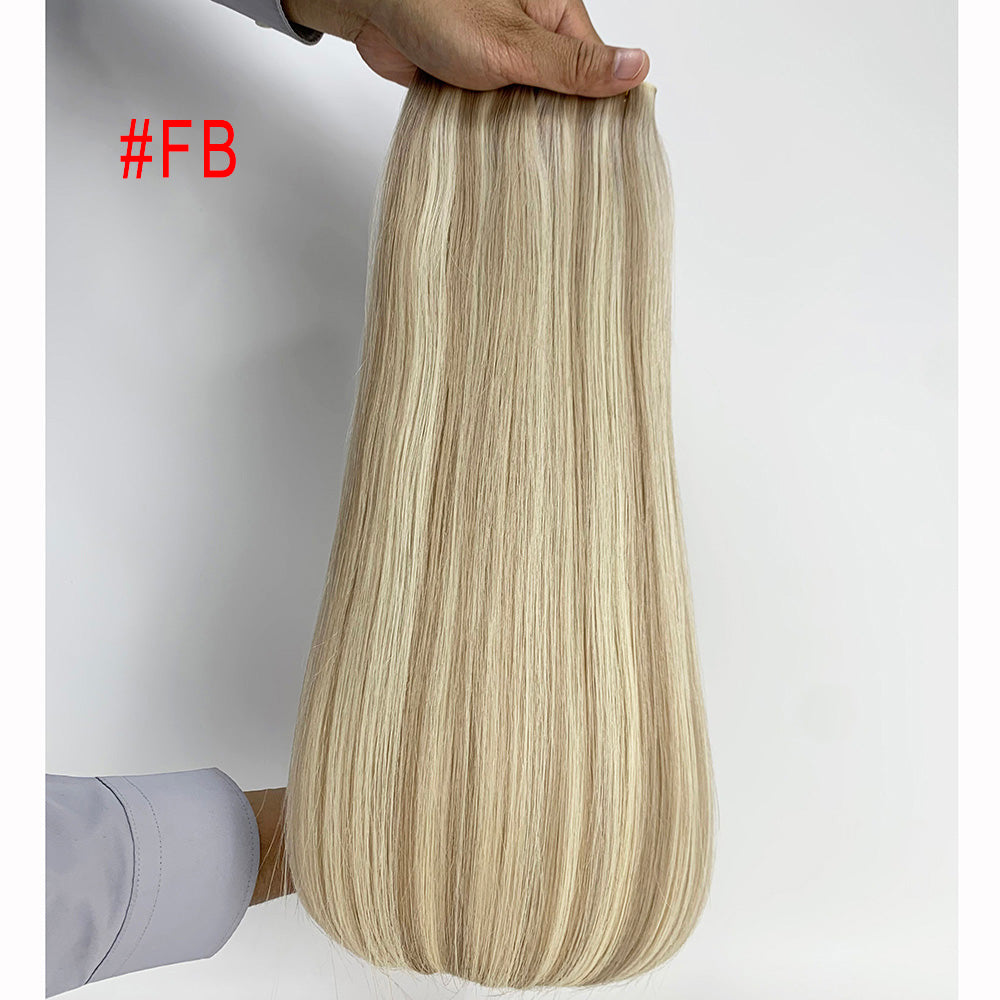 Blonde Highlights Virgin Hair Sew In Genius Weft Hair Extensions