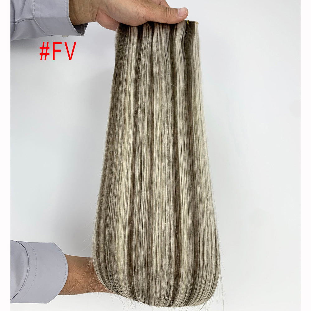 Black with blonde Highlights Virgin Hair Sew In Genius Weft Hair Extensions