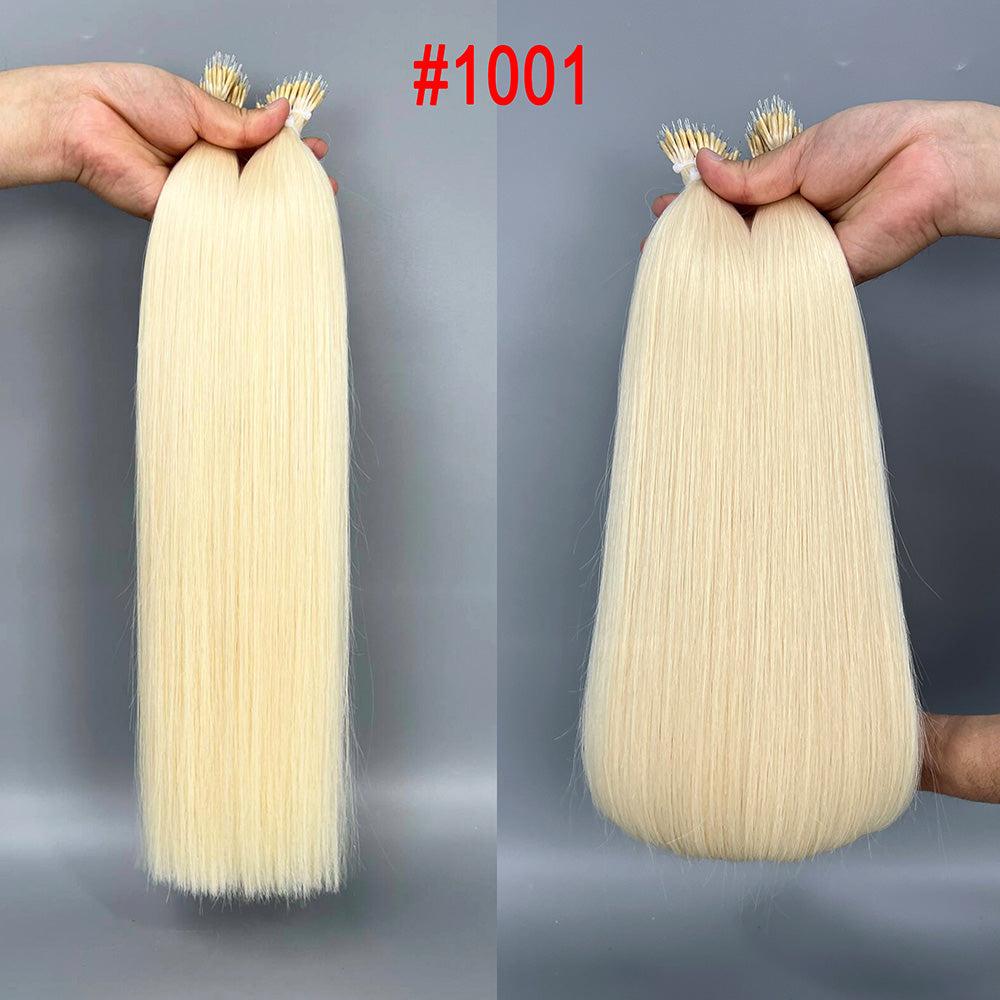 Lightest blonde Virgin Human Hair Nano Ring Tip Hair Extensions