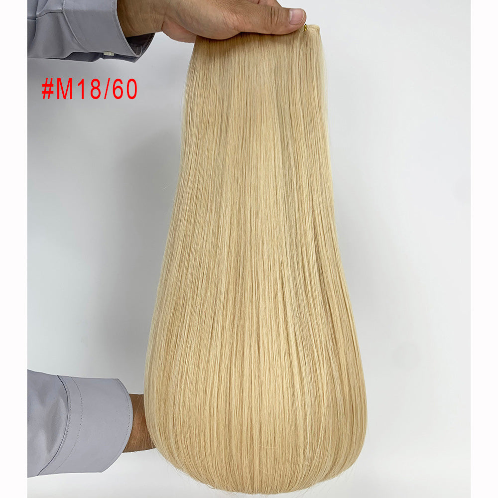 Light ash blonde Virgin Hair Sew In Genius Weft Hair Extensions