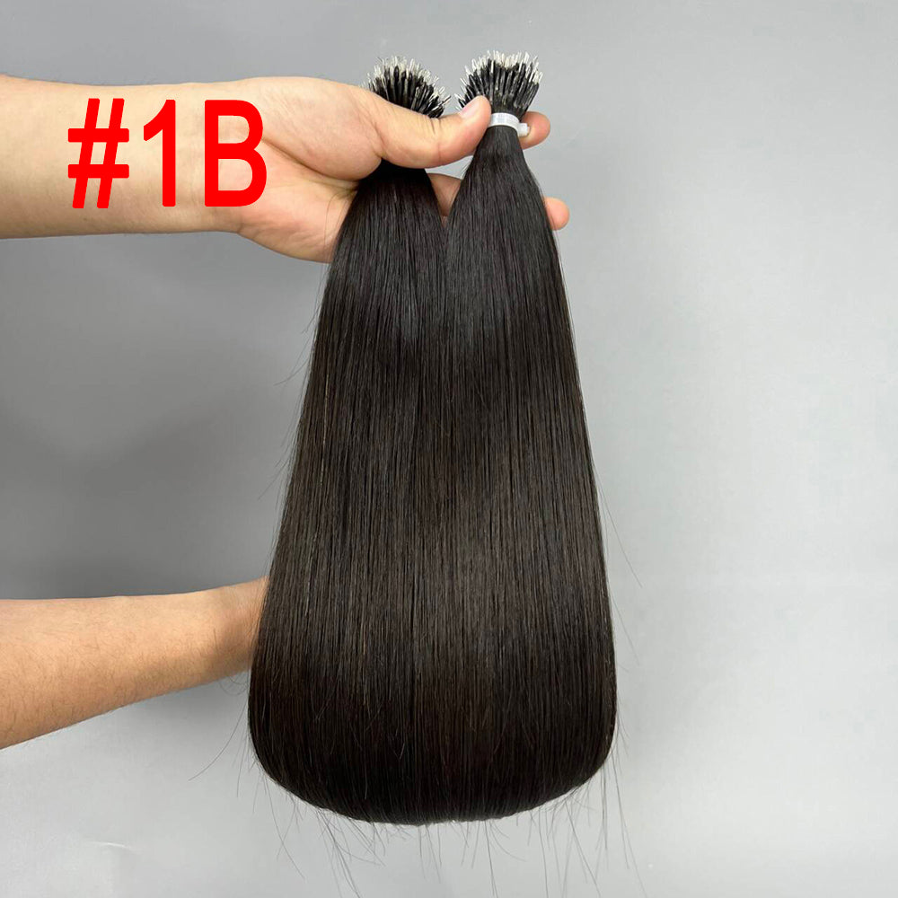 Natural brown Virgin Human Hair Nano Ring Tip Hair Extensions