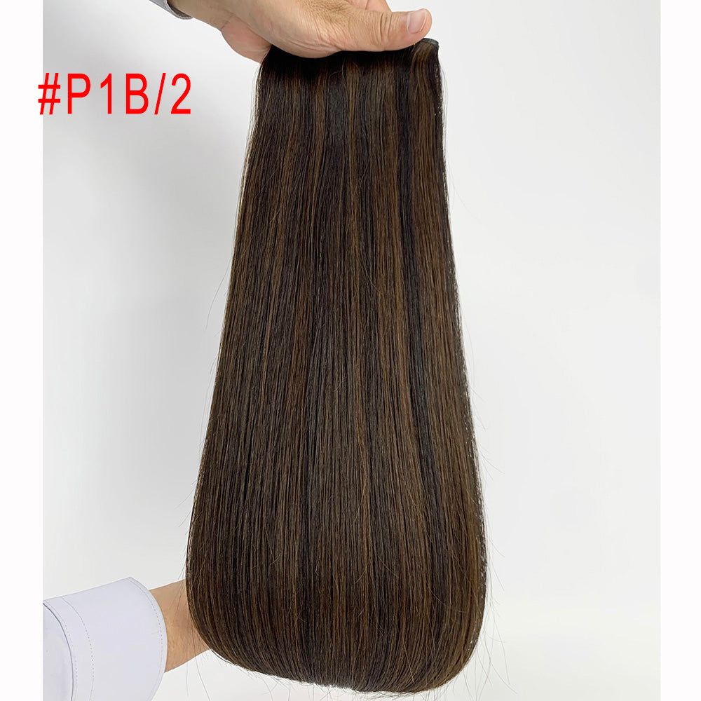 Dark brown Highlights Virgin Hair Sew In Genius Weft Hair Extensions