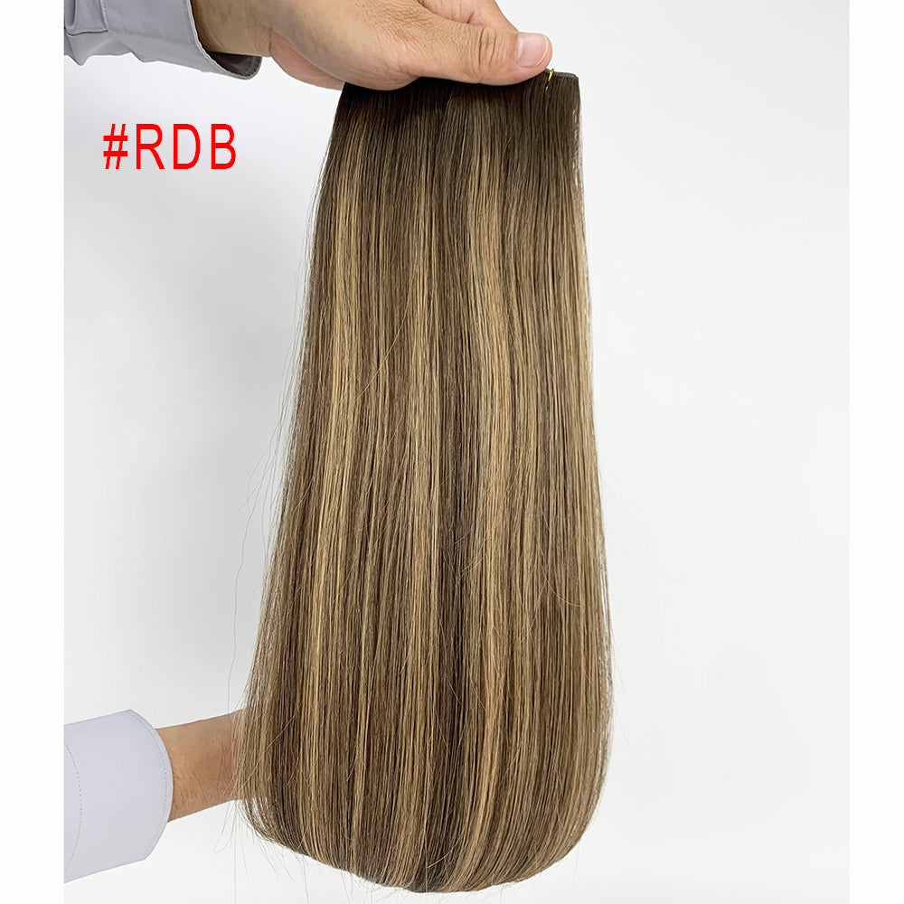 Brown Highlights Virgin Hair Sew In Genius Weft Hair Extensions