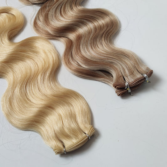 S Body Wave Virgin Human Hair Hybrid Genius Weft Extensions