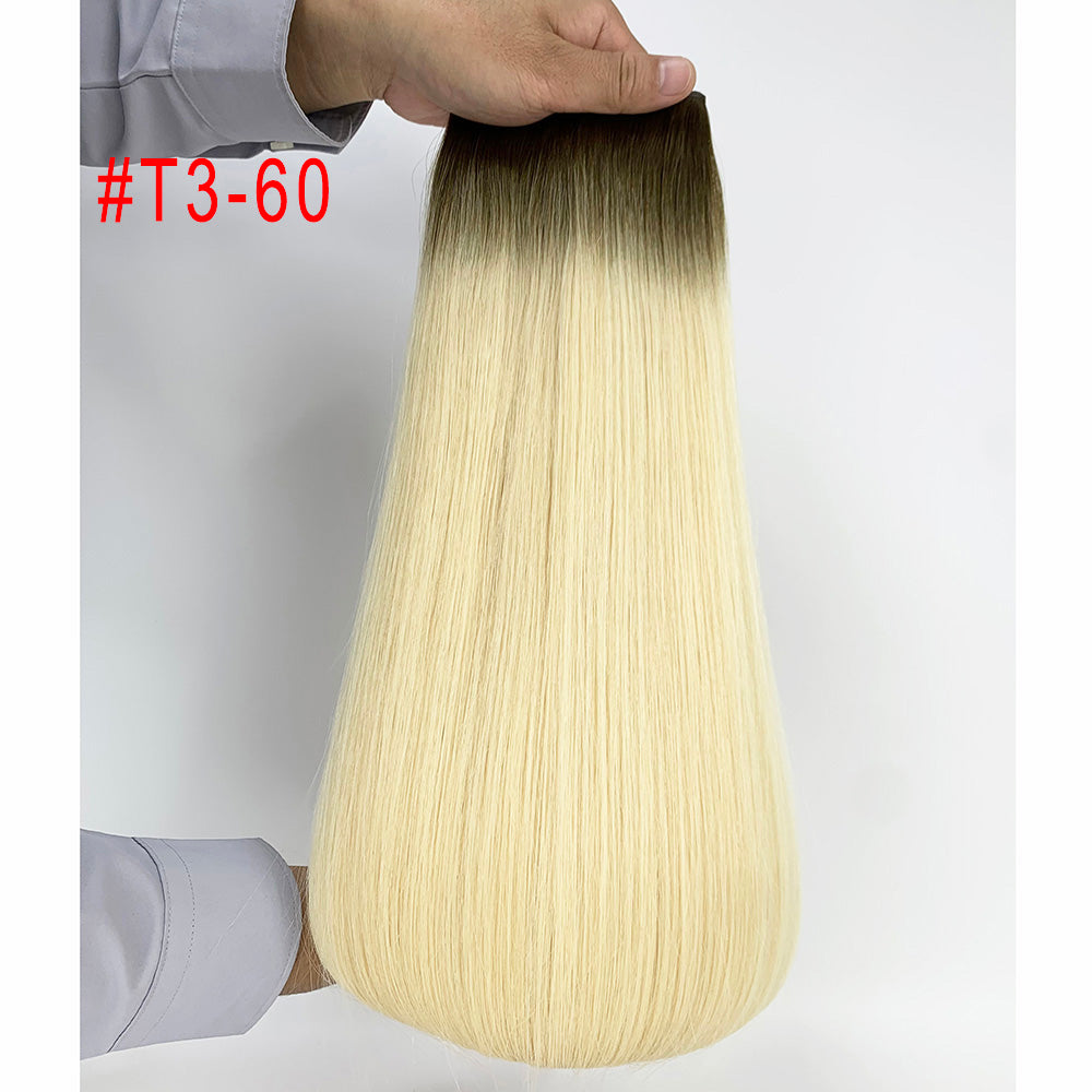 Brown root blonde Virgin Hair Sew In Genius Weft Hair Extensions