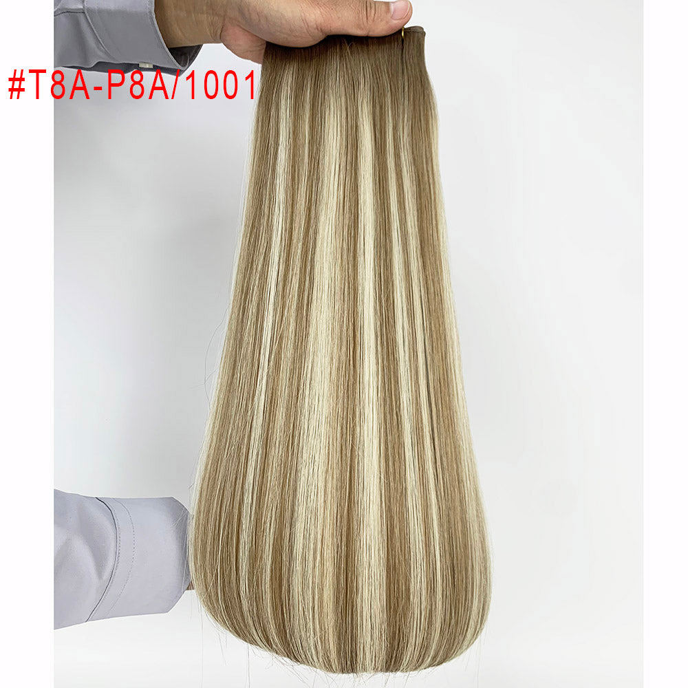 Brown root balyageg Virgin Hair Sew In Genius Weft Hair Extensions