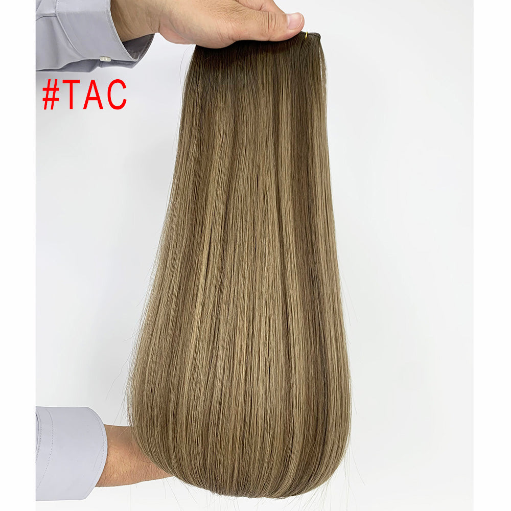 Brown Highlights Virgin Hair Sew In Genius Weft Hair Extensions