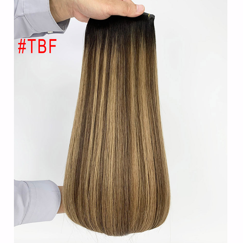 Brown Highlights Virgin Hair Sew In Genius Weft Hair Extensions