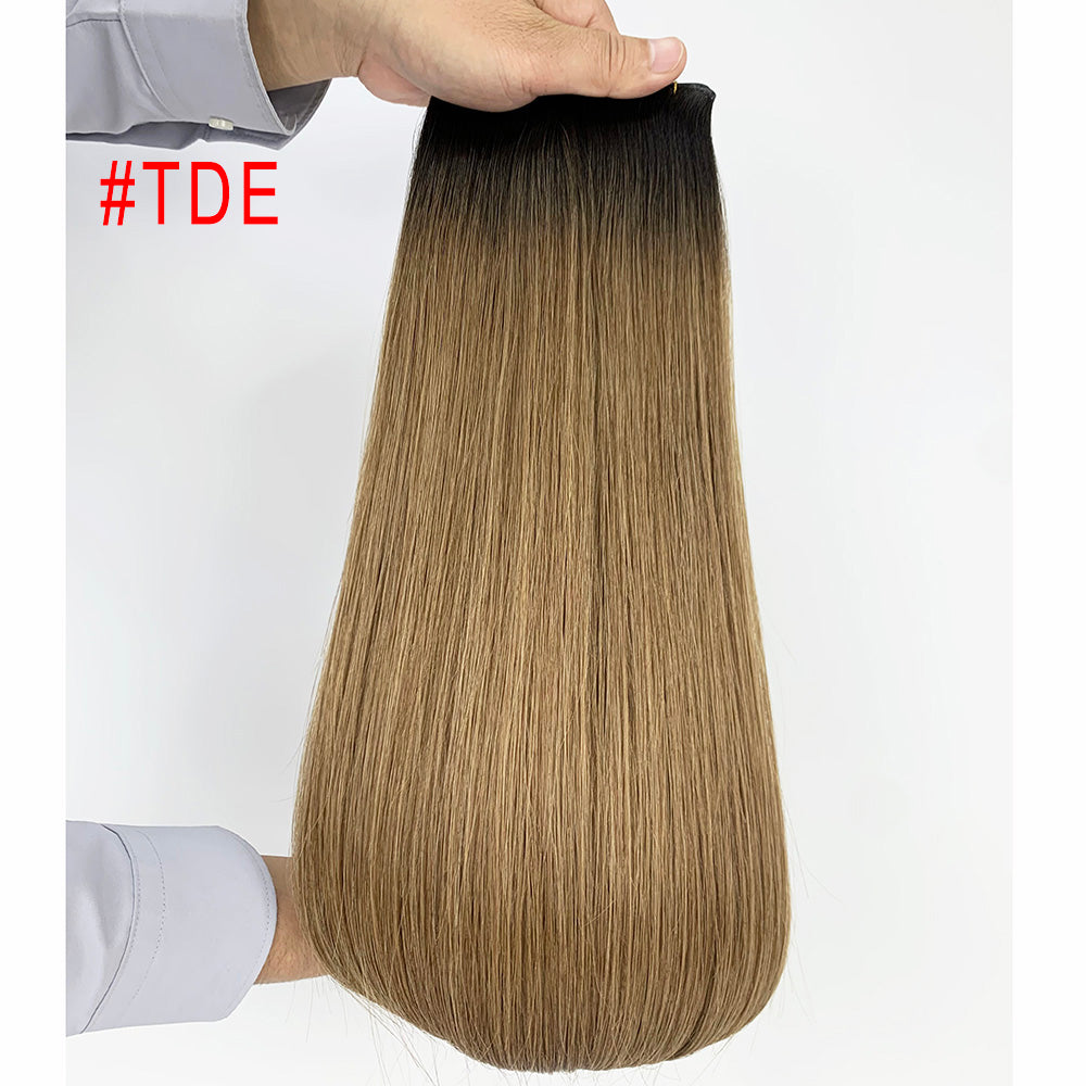 Black root brown Virgin Hair Sew In Genius Weft Hair Extensions