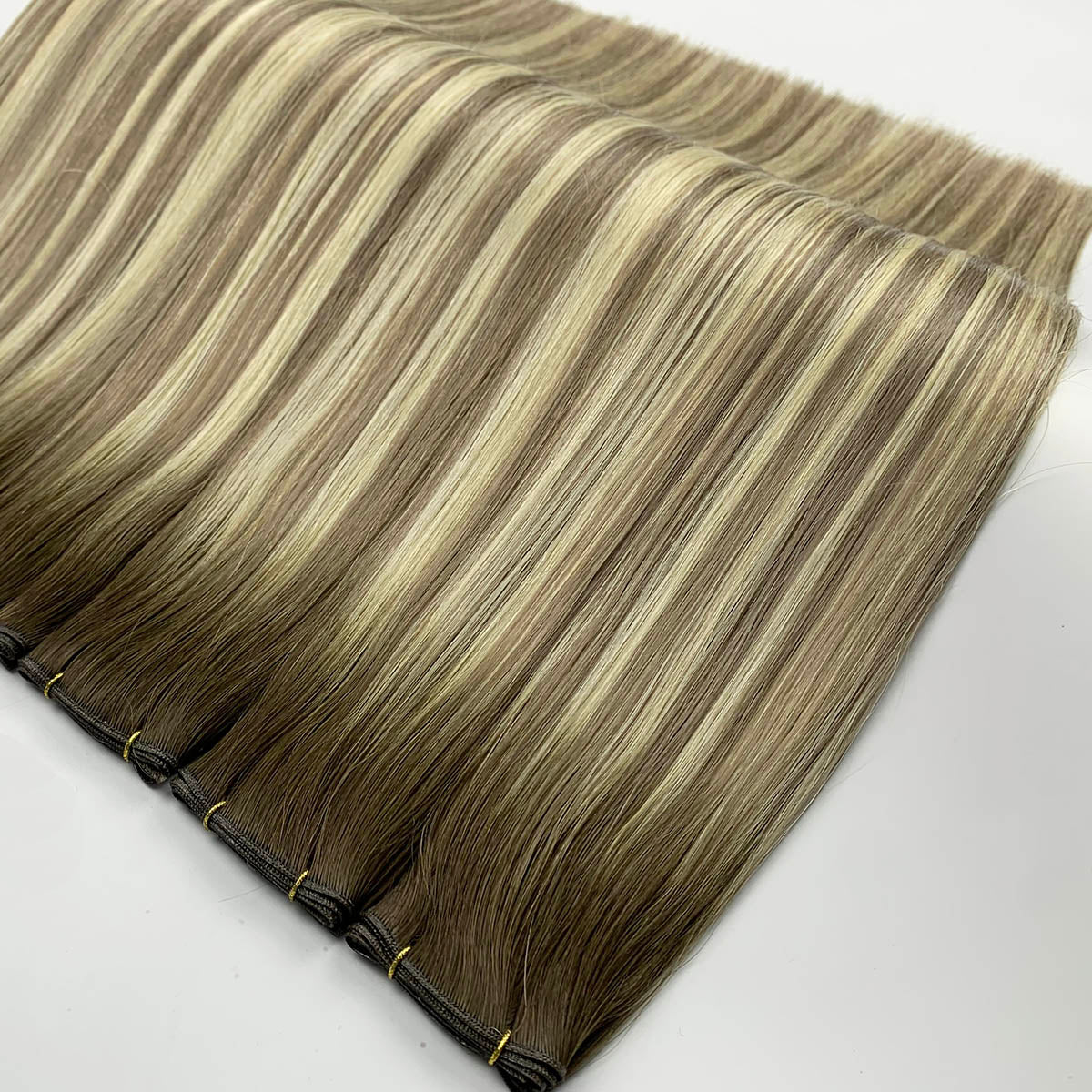 Brown Hair Blonde Highlights Virgin Thin Band Genius Wefts