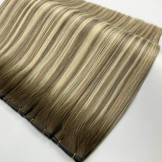 Brown Hair Blonde Highlights Virgin Thin Band Genius Wefts