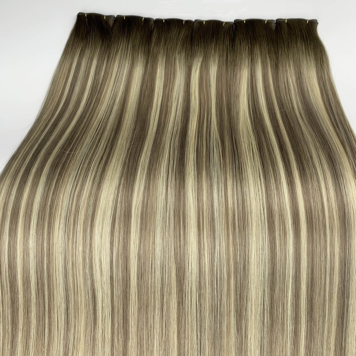 Brown Hair Blonde Highlights Virgin Thin Band Genius Wefts