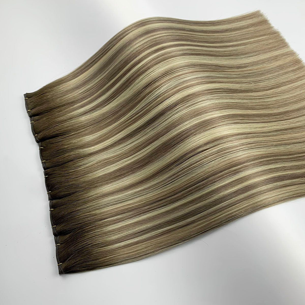 Brown Hair Blonde Highlights Virgin Thin Band Genius Wefts