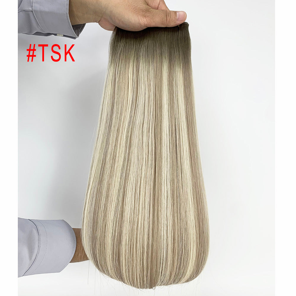 Blonde Highlights Virgin Hair Sew In Genius Weft Hair Extensions