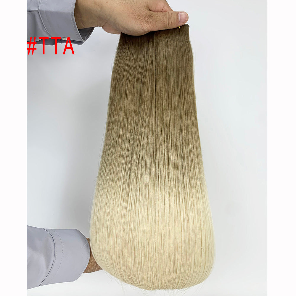 Brown root blonde Virgin Hair Sew In Genius Weft Hair Extensions