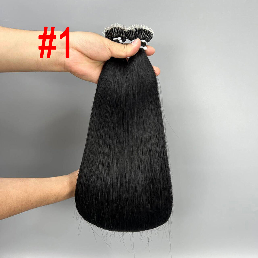 Jet black Virgin Human Hair Nano Ring Tip Hair Extensions