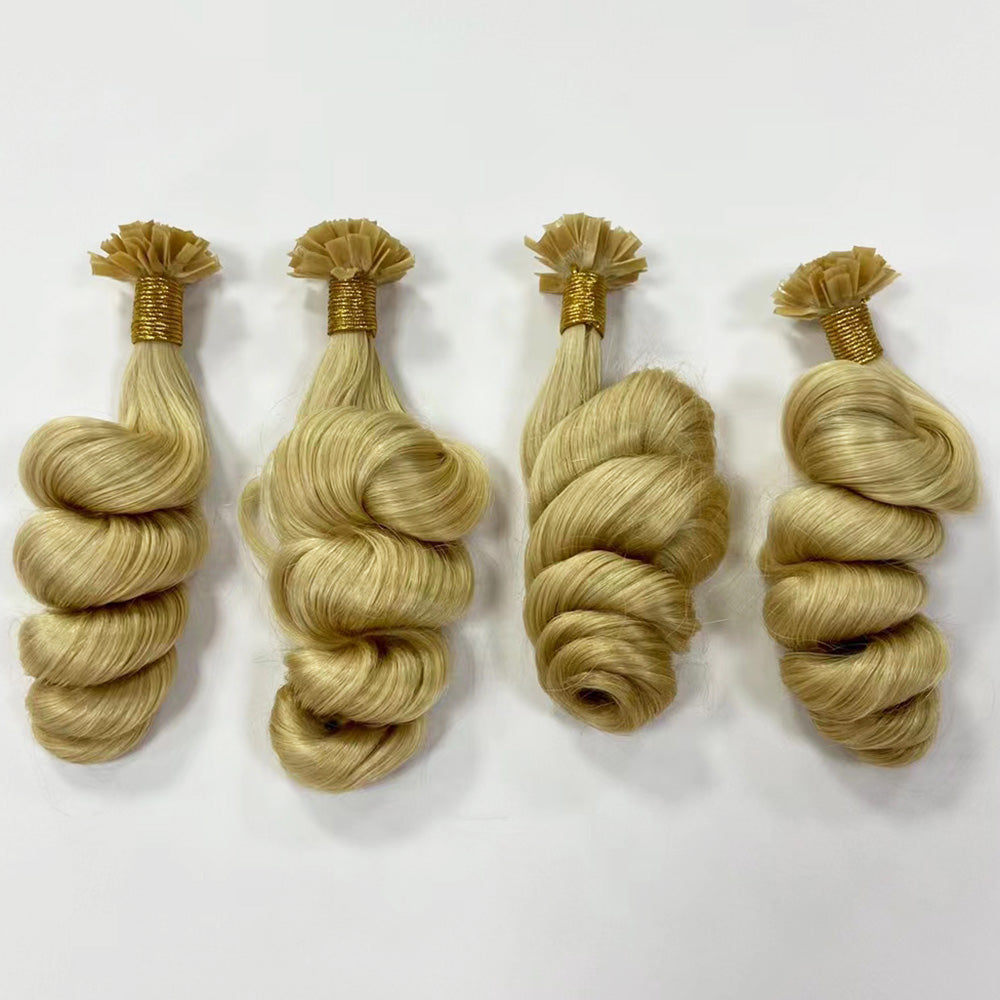 Bouncy Curl Virgin Hair Flat Tip Extensions