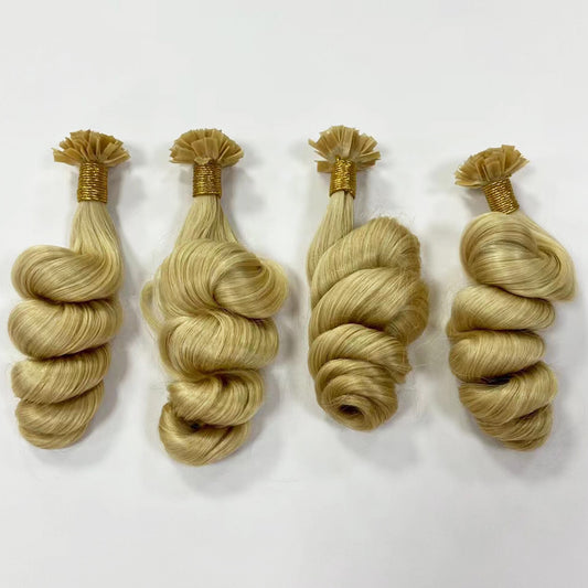 Bouncy Curl Virgin Hair Flat Tip Extensions