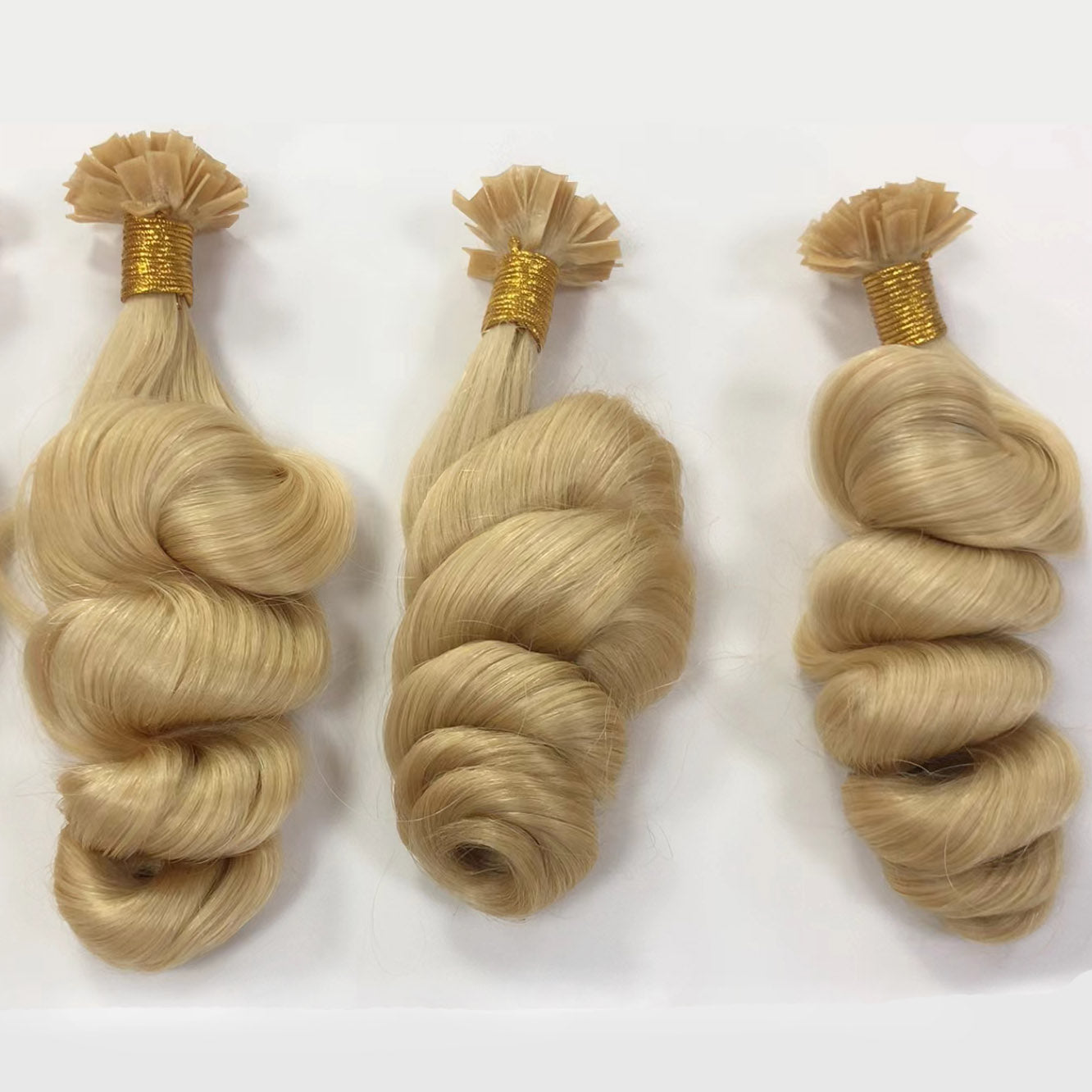 Bouncy Curl Virgin Hair Flat Tip Extensions