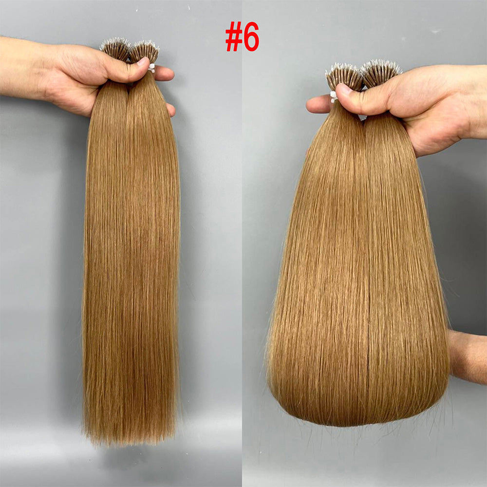 Chestnut brown Virgin Human Hair Nano Ring Tip Hair Extensions