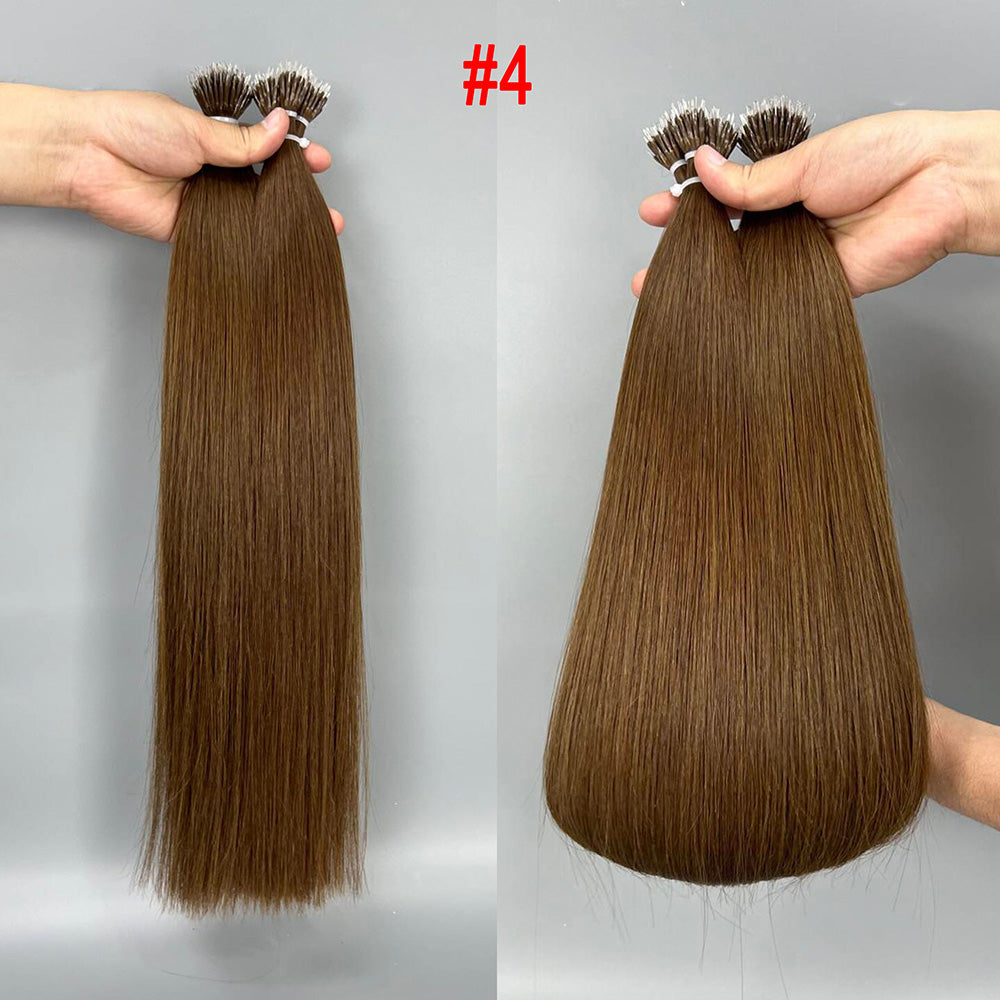 Chocolate brown Virgin Human Hair Nano Ring Tip Hair Extensions