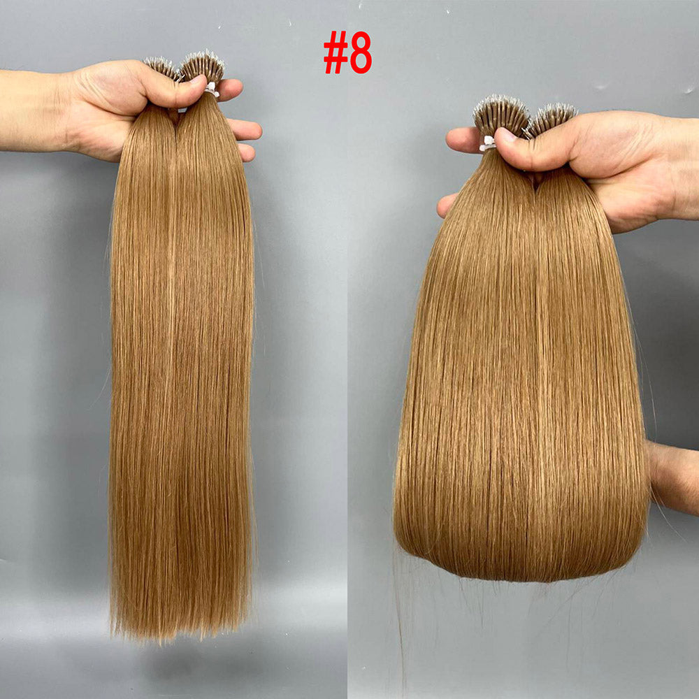 Medium brown Virgin Human Hair Nano Ring Tip Hair Extensions