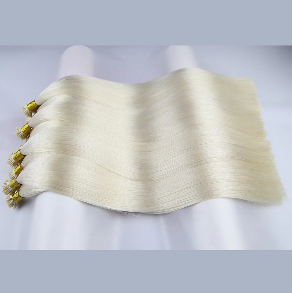 Lightest Blonde Virgin Human Hair Keratin I Tip Extensions