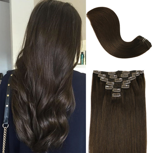 Darkest Brown Clip In Hair Extensions 120g set