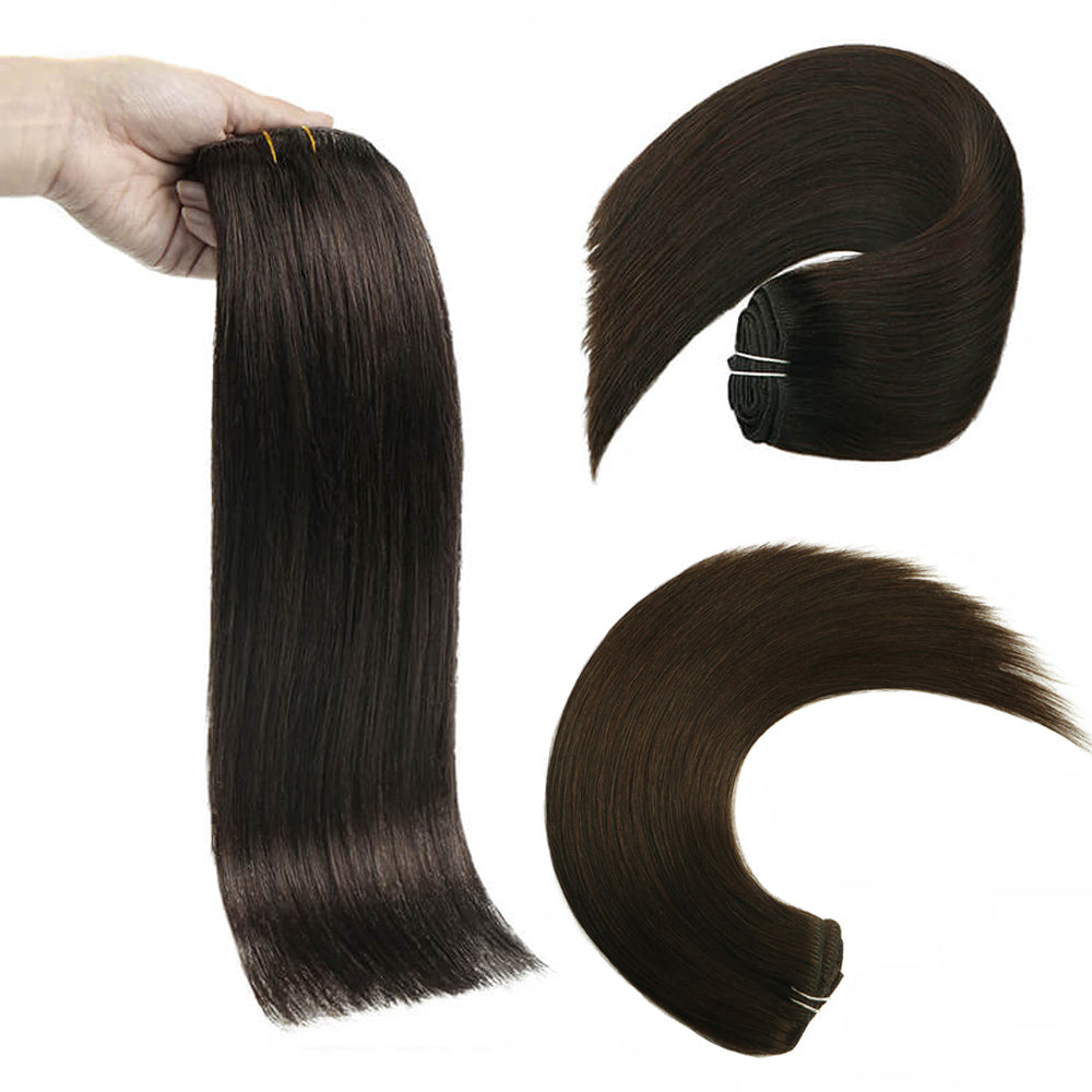 Darkest Brown Clip In Hair Extensions 120g set