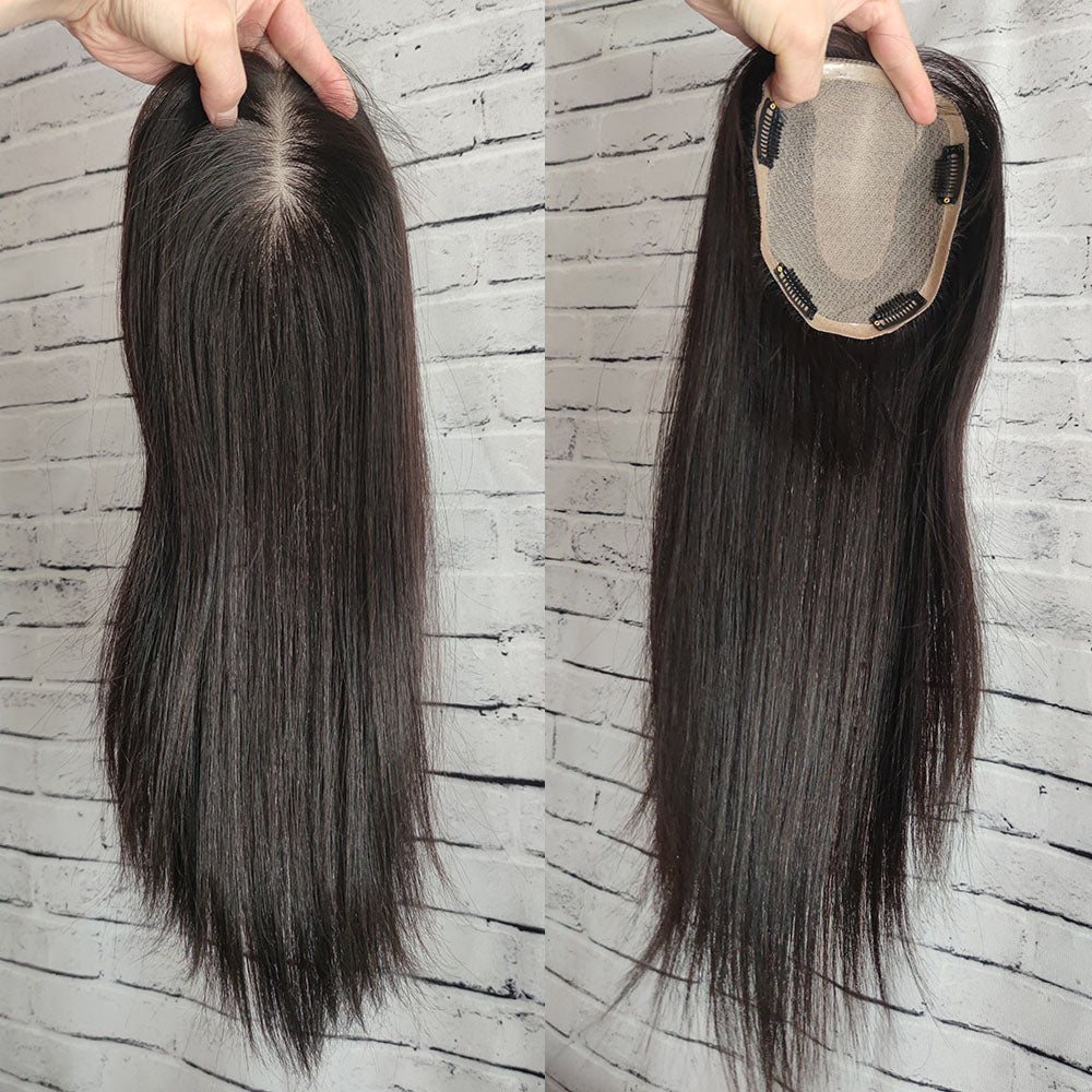 Virgin Human Hair Mono Silkbase Toppers for Women