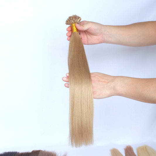 Ash Blonde Straight Nail U Tip Hair Extensions