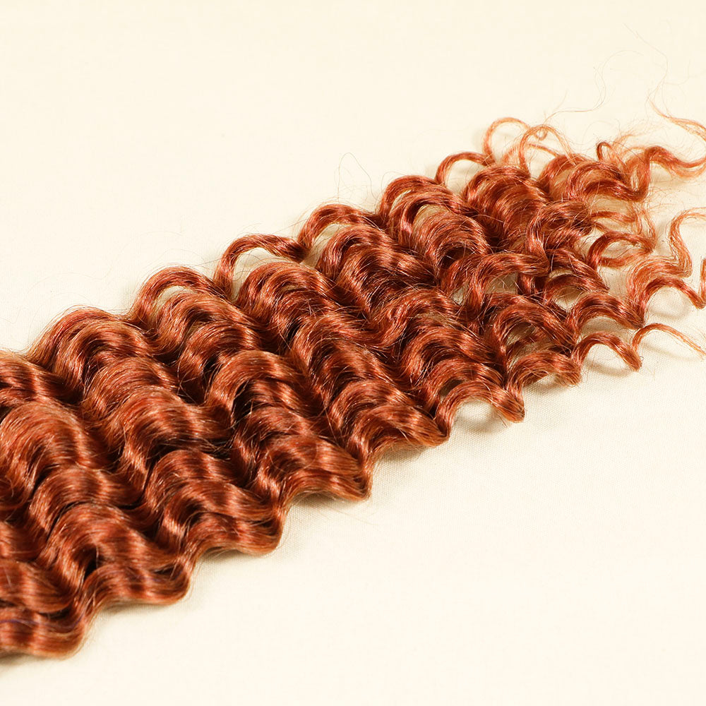 Copper Red Curly Micro Loop Link Hair Extensions