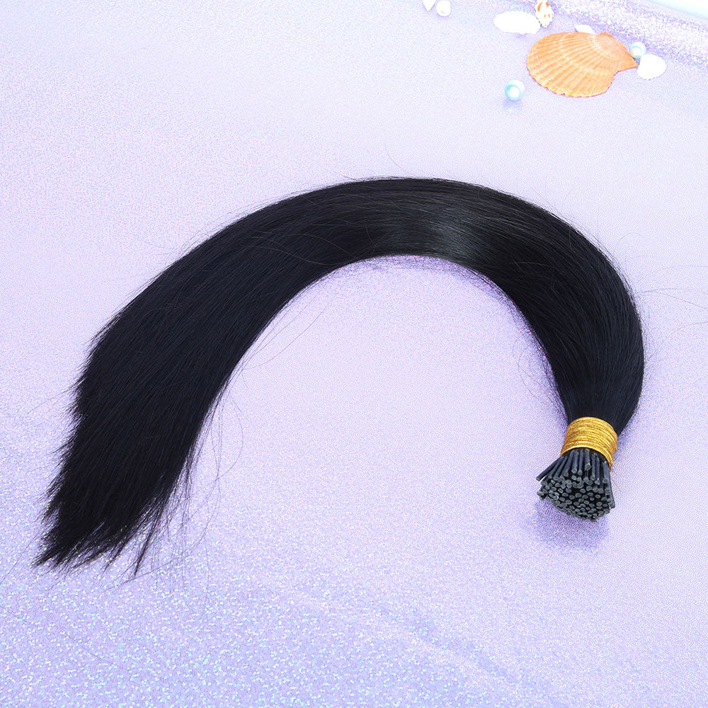 Jet Black Straight I Tip Hair Extensions