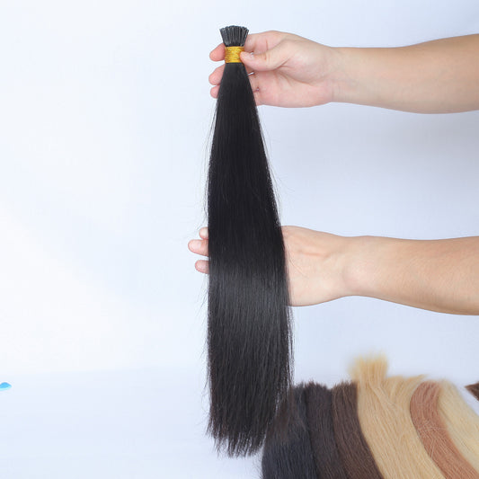 Jet Black Straight I Tip Hair Extensions