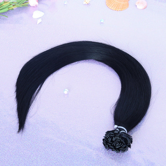 Jet Black Straight Flat Tip Hair Extensions