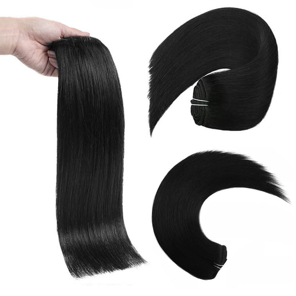 Jet Black Clip In Hair Extensions 120g set