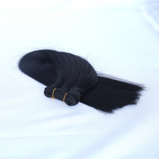 Jet Black Straight Human Hair Wefts Extensions