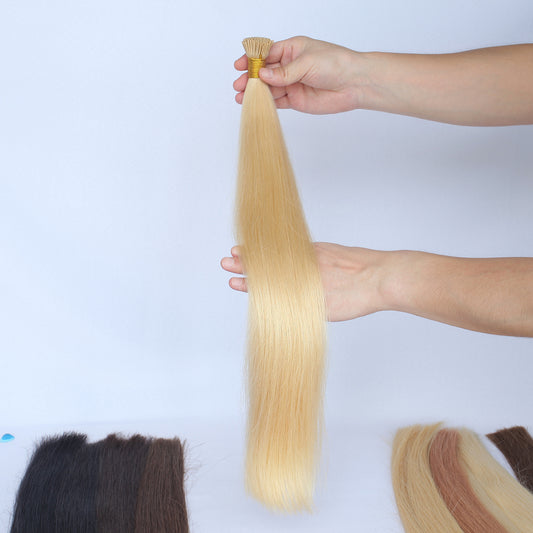 Light Ash Blonde Straight I Tip Hair Extensions