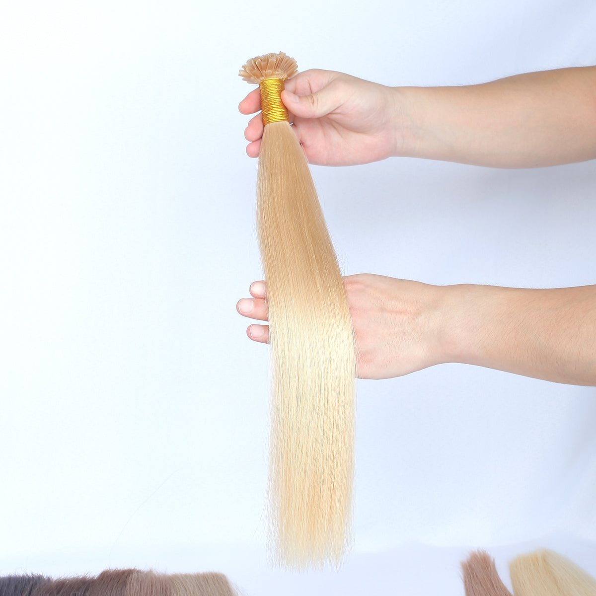 Light Ash Blonde Straight Nail U Tip Hair Extensions