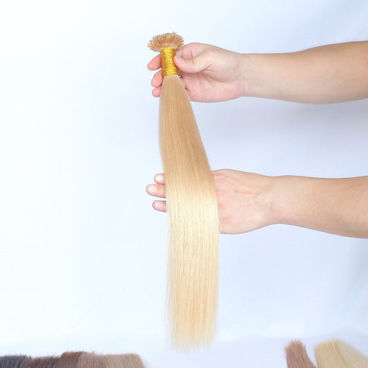 Light Ash Blonde Straight Nail U Tip Hair Extensions