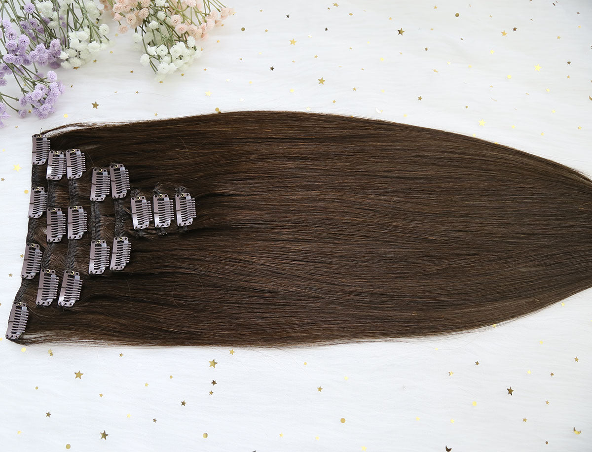 Virgin Human Hair Clip In Hair Extensions 8pcs 120g set